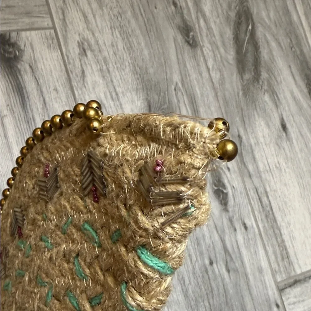 Antik Kraft Tan and Green Woven Clutch